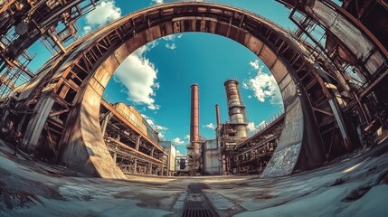 Fisheye View of Abandoned Factory	