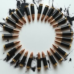 Circle of Bullets on White Background	