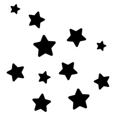 black stars png sticker, flat shape graphic on transparent background