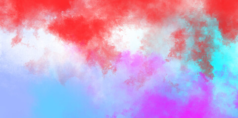 Wall Mural - abstract painting of blue, pink, and red. watercolor cloudy color multicolor abstract blurred waterc