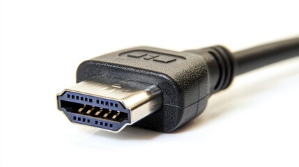 Poster - Close-up of a USB cable plug, isolated on white background, with clear details