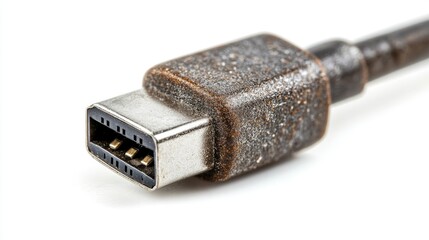 Aufkleber - Detailed close-up of USB plug isolated on white, showing metallic connector