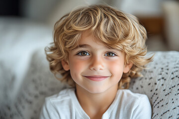 portrait of an white little boy with a smile