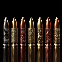 Ornate Bullet Collection on Black Background	