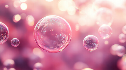Poster - delicate bubbles floating gracefully in a dreamy pastel background during a soft and tranquil moment