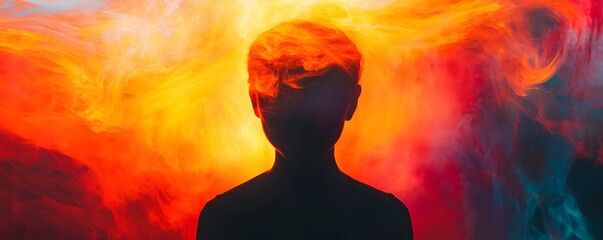 Poster - A mesmerizing silhouette of a person with vibrant, swirling colors representing creativity and imagination.