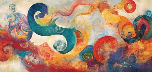 Poster - A vibrant abstract art piece featuring swirling colors and dynamic shapes, evoking a sense of movement and emotion.