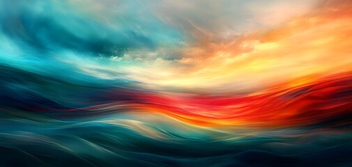 Poster - An abstract representation of swirling waves, showcasing vibrant colors that blend seamlessly to evoke emotion and tranquility.