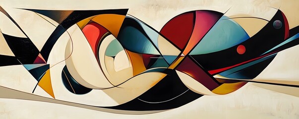 Poster - Vibrant abstract artwork featuring dynamic shapes and bold colors, creating a captivating visual experience.