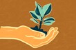 © ADDICTIVE STOCK - Hand holding plant in soil on brown, renewable energy concept
