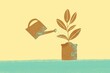 © ADDICTIVE STOCK - Watering a plant illustration with vintage style elements