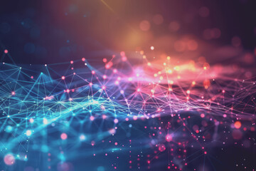 A beautiful Abstract digital technology background with colorful network connection lines.