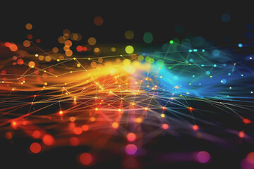A beautiful Abstract digital technology background with colorful network connection lines.