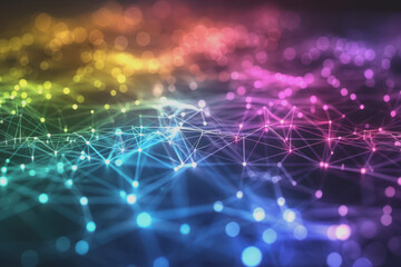 A beautiful Abstract digital technology background with colorful network connection lines.