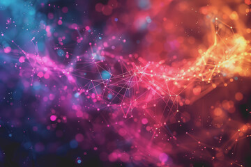 A beautiful Abstract digital technology background with colorful network connection lines.