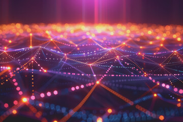 A beautiful Abstract digital technology background with colorful network connection lines.