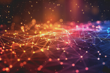 A beautiful Abstract digital technology background with colorful network connection lines.