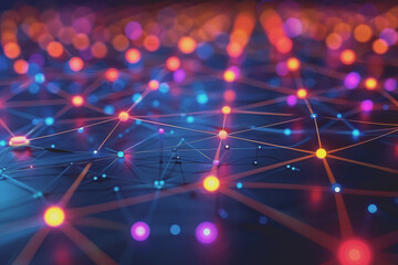 A beautiful Abstract digital technology background with colorful network connection lines.
