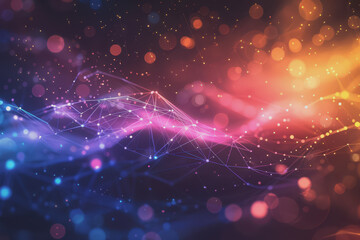 A beautiful Abstract digital technology background with colorful network connection lines.