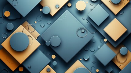 Poster - Abstract background with blue and beige geometric shapes.
