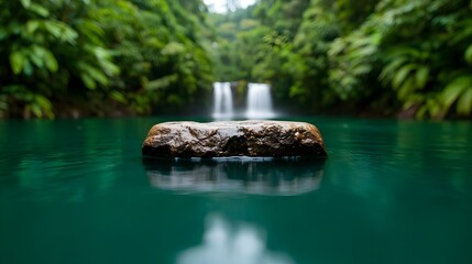 Poster - Majestic waterfalls cascading amidst the lush verdant tropical forest in the heart of Costa Rica creating a serene and captivating natural wonder