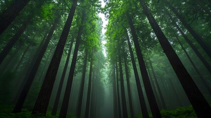 Poster - Ethereal forest scene aglow with a mesmerizing swarm of fireflies at the enchanting dusk hour in Japan  A magical mystical landscape filled with natural wonder and a sense of peaceful tranquility