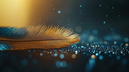 Poster - Colorful Iridescent Feather on Sparkling Background