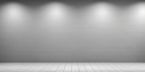 Poster - A sleek gray tiled wall, evenly brightened by overhead spotlights, perfect for modern and sophisticated decor ideas.
