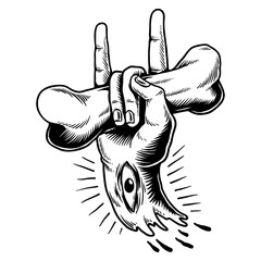 Wall Mural - hand drawn sign of the horns sticker design element