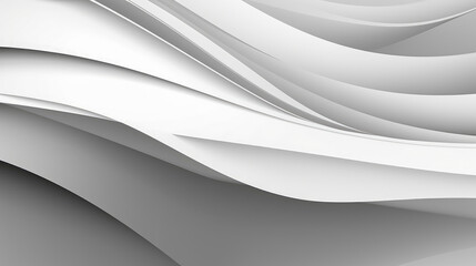 Poster - Sleek white waves fold upon each other, forming a dynamic and minimalist abstract representation of movement and peace.