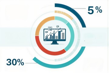 Poster - A pie chart is shown on a screen next to a data graph