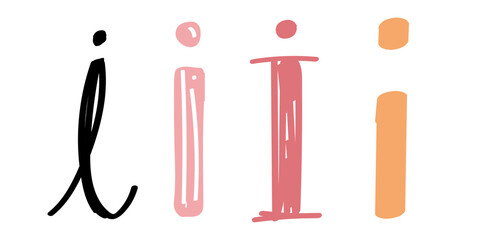 Poster - i letter png doodle alphabet typography set