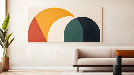 Aufkleber - Elegant and contemporary living room design featuring sleek furniture geometric accents and a warm inviting color palette that creates a cozy and harmonious atmosphere