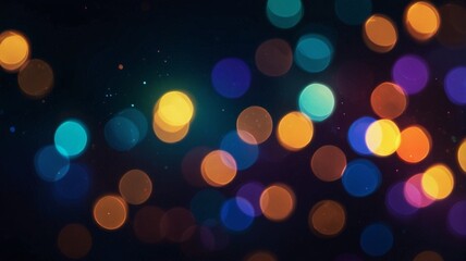 Wall Mural - a bright and colorful abstract digital artwork featuring sparkling lights on a dark background. The lights vary in size and brightness, and the dominant colors are blue, yellow, purple, and orange