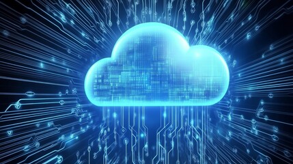 Poster - Cloud computing transfer big data on internet background