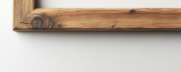 Poster - A close-up view of a rustic wooden picture frame, highlighting its natural texture against a clean, minimalist background.