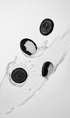 Oreo cookies fly into milk ,generative ai