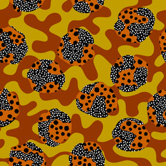 Aufkleber - Seamless african pattern. Ethnic and tribal motifs. Brown, red, khaki and black colors. Grunge texture. Vintage print for textiles. Patchwork