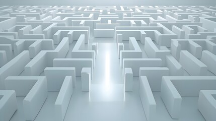 Fototapete - Emerging Path Through Abstract Maze Symbolizing the Overcoming of Challenges and Obstacles on the Journey to Success and Accomplishment