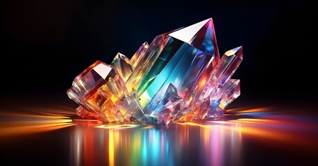 abstract crystal prism in vibrant colors