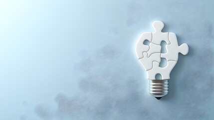 Leinwandbilder - Light bulb shaped like a puzzle piece representing the symbol of unique creative solutions and innovative ideas for problem solving discovery and achieving success