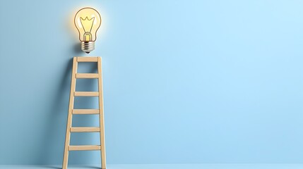 Aufkleber - A staircase or ladder leading up to a glowing light bulb representing the journey of climbing towards innovative ideas creative breakthroughs and enlightened solutions