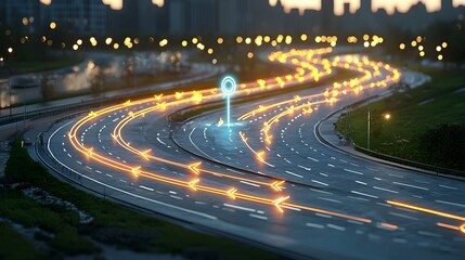 Aufkleber - Glowing arrows converging on a central target representing focused strategies and solutions for business growth technological innovation and goal oriented development