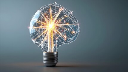 Poster - innovative brain network with lines and connections representing bright ideas creative solutions and