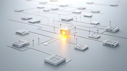 Aufkleber - Glowing Path on Flow Chart Representing Clarity and Strategic Direction in Business Decision Making and Problem Solving