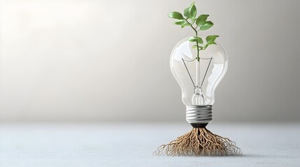 Fototapete - Grounded Illumination An abstract representation of a light bulb with roots growing inside symbolizing the grounding and manifestation of innovative ideas