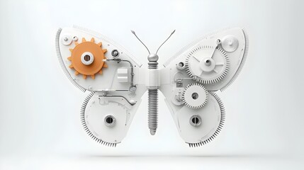 Aufkleber - Abstract digital of a butterfly with gears as its wings symbolizing transformation and solutions through technological innovation and creative design