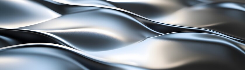 Wall Mural - Abstract Metallic Surface with Smooth, Wavy Curves