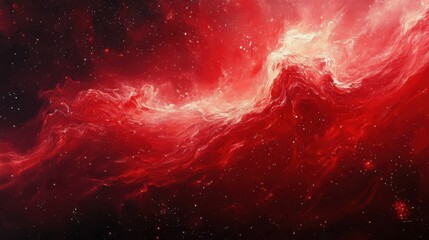 Wall Mural - in the depths of space, vibrant red particles elegantly swirl together, creating an ethereal glow th