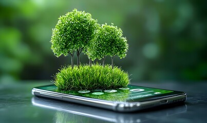 Poster - Smartphone Interface for CO2 Footprint Tracking, modern app design showcasing environmental impact metrics and user-friendly navigation.